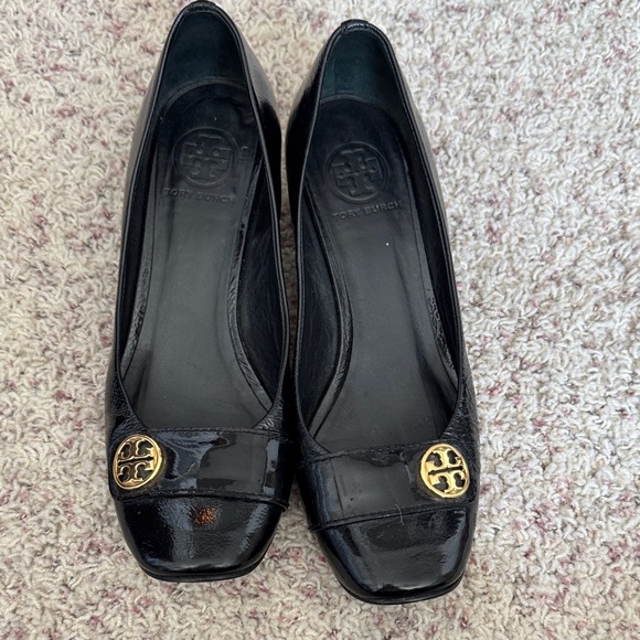 Tory Burch Shoes - Tory Burch Glossy Black Loafers with Gold Emblem